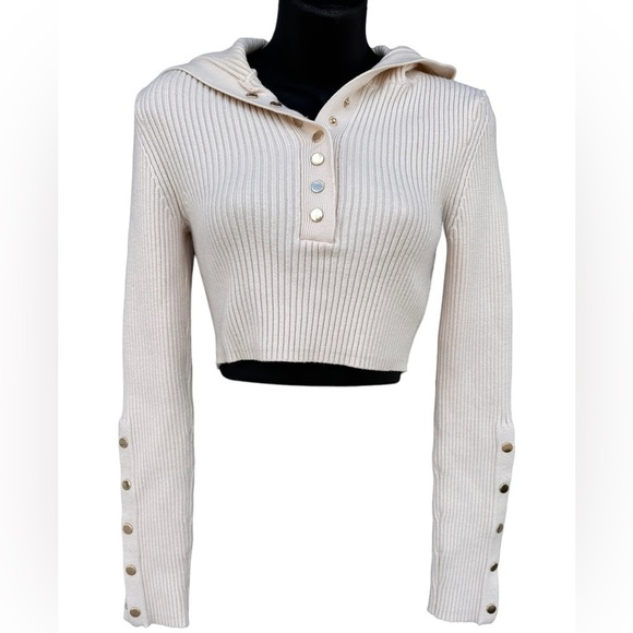 ZARA Ribbed Polo Collared Crop Top - Picture 7 of 7